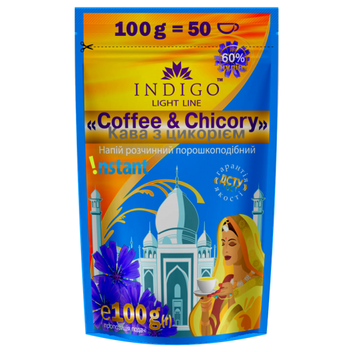 Цикорій порошкоподібний розчинний з додаванням кави (10%) ТМ INDIGO 100г Цикорій порошкоподібний розчинний з додаванням кави (10%) ТМ INDIGO 100г